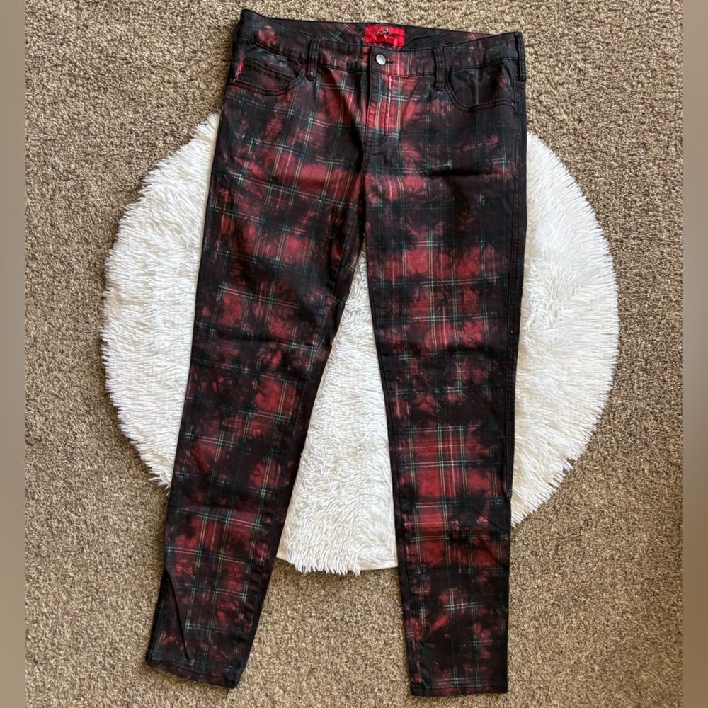 Royal Bones‎ Jeans Plaid Punk Rock Grunge Lightweight Womens 13 Waist Size 34
